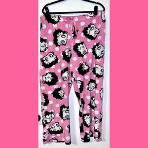 Rare Betty Boop Pink Polka Dot PJ Pajama Bottoms L